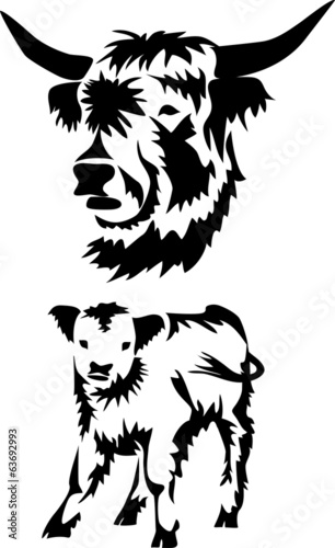 stylized highland cattle Stock Vector | Adobe Stock