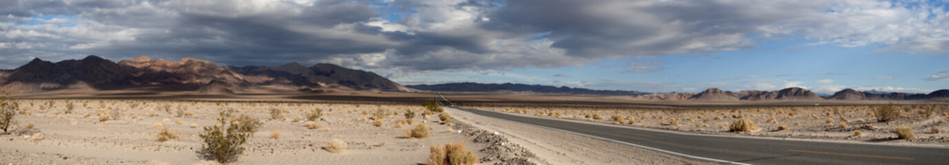 stormy death valley highway panorama