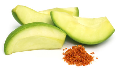 Poster - Sliced green mango with chili powder and salt