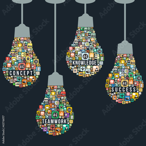 Fotografie, Obraz Light bulb design from icons infographics, vector format