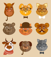 Sticker - Animal hipsters icons