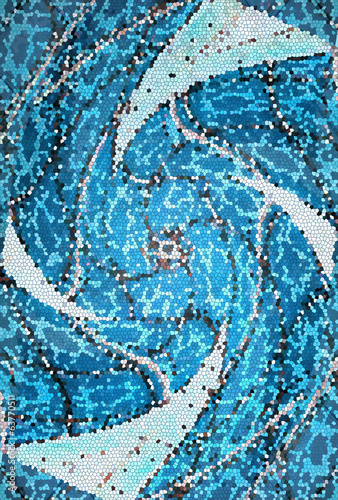 witraz-mozaika-niebieskich-przedmiotow