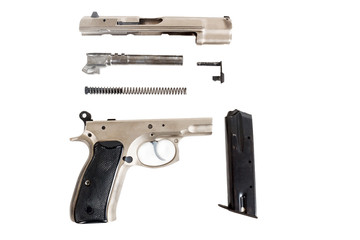 disassembled Semi-automatic gun