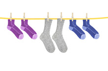 Socks Hanging Isolated On White