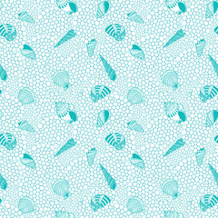 Poster - Shells and sand seamless pattern