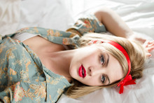 Pretty Pinup Lady In Bed