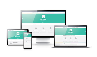 Aufkleber - Flat modern responsive web design in electronic devices