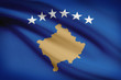 Series of ruffled flags. Republic of Kosovo.