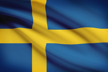 Wall Mural - Series of ruffled flags. Kingdom of Sweden.