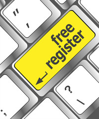 Poster - free register computer key showing internet concept