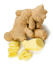 Poster - fresh ginger root isolated on white