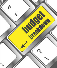 Poster - budget breakdown words on computer pc keyboard