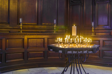 candles with flame inside the church, cathedral st. Paul London