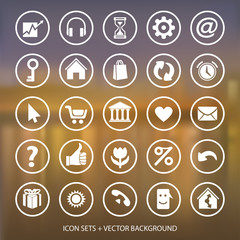 Wall Mural - Flat Icons on blurred background.