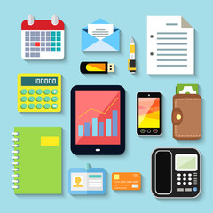 Poster - Business items and mobile devices