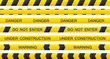 Set of 7 isolated seamless warning tapes with and without text