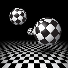 Magic Balls Over The Checkered Floor