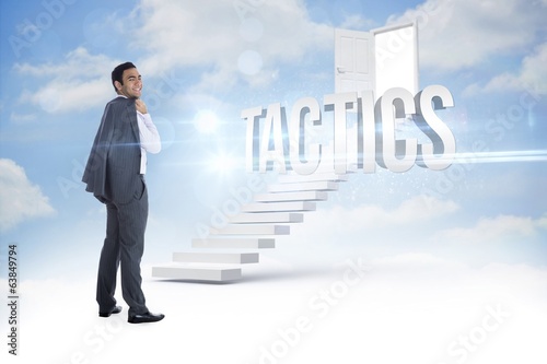 Fotografía Tactics against steps leading to open door in the sky