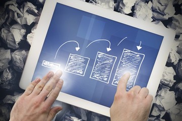 Poster - Composite image of hand touching tablet