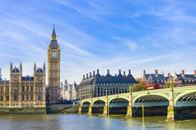 Westminster Bridge, Houses Of Parliament And Thames River, UK