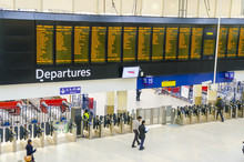 Timetable At Departures - Waterloo Railway Station, London, UK
