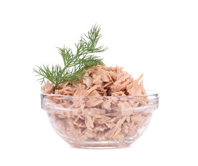 Poster - Canned tuna in glass bowl and dill.