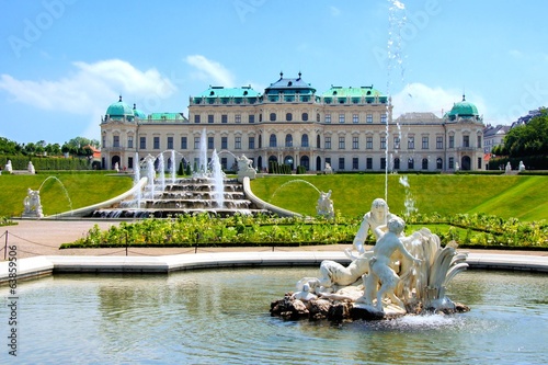 Belvedere Palace, garden and fountains, Vienna, Austria Poster