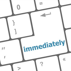 Fototapete - immediately button on keyboard - business concept