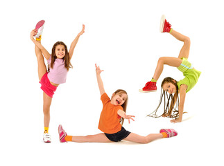 Wall Mural - Happy kids doing exercises