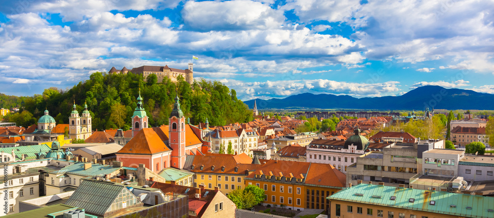 Obraz na płótnie Panorama of Ljubljana, Slovenia, Europe. w salonie