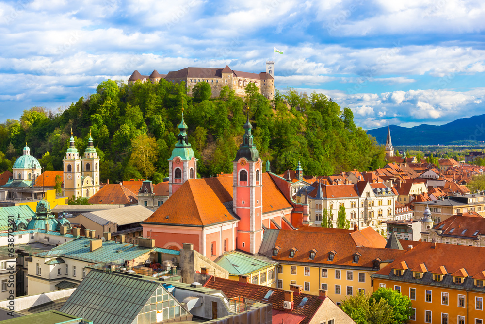 Obraz na płótnie Panorama of Ljubljana, Slovenia, Europe. w salonie