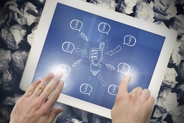 Poster - Composite image of hand touching tablet