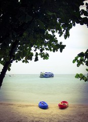 Two kayaks on the beautiful beach in Thailand