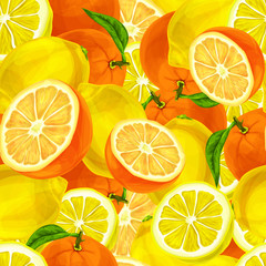 Canvas Print - Citrus fruits seamless background