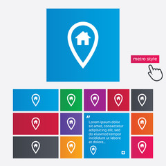 Poster - Map pointer house sign icon. Marker symbol.