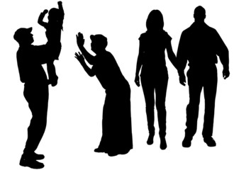 Sticker - Vector silhouette of family.