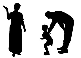 Sticker - Vector silhouette of family.