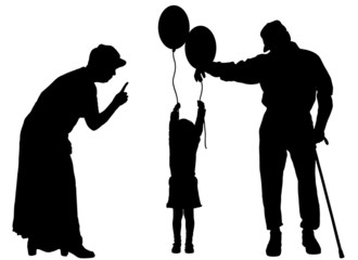 Sticker - Vector silhouette of family.