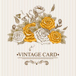 Vintage Floral Card with Roses and Butterflies.