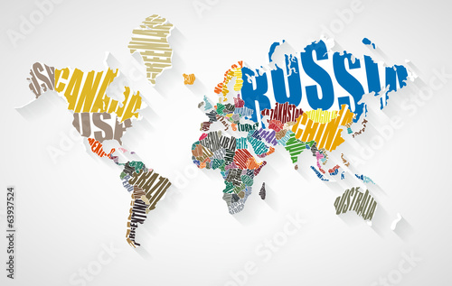 Naklejka nad blat kuchenny Text world map