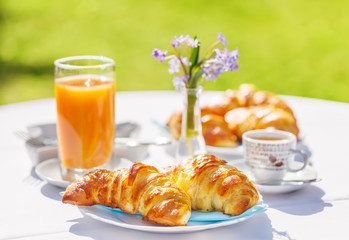 Wall Mural - Croissants, coffee and orange juice