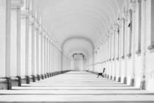 Long Baroque Colonnade In Black And White Tone