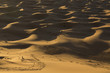 Man walking on dunes in desert