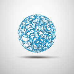 Poster - Globe Design Vector Illustration with Dotted Rings Surface