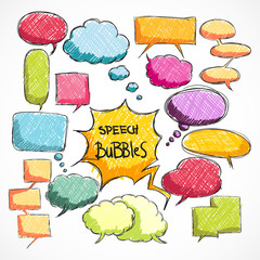 Wall Mural - Doodle comic chat bubbles collection