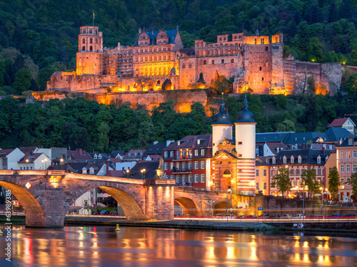 Naklejka - mata magnetyczna na lodówkę Heidelberg bei Nacht