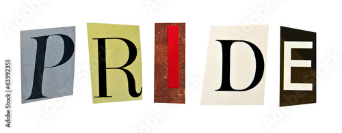 Cuadros en Lienzo Pride formed with magazine letters on a white background