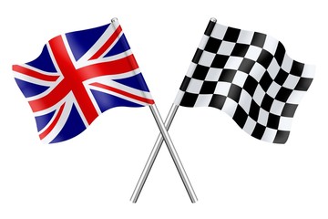 Wall Mural - Flags: United Kingdom and checkerboard