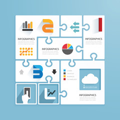 Wall Mural - Modern Design Minimal style infographic paper jigsaw template.