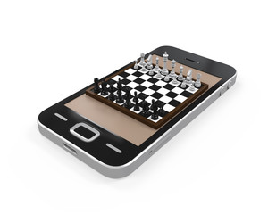 Canvas Print - Chess Board in Mobile Phone